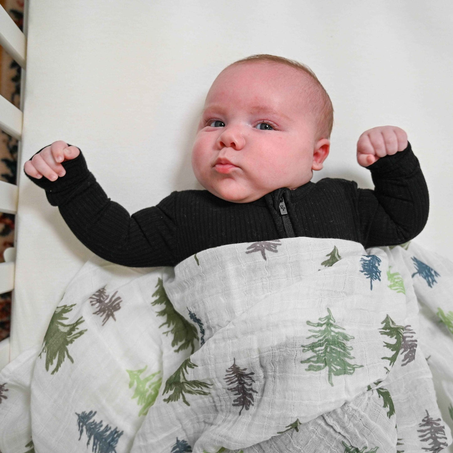 LollyBanks - Pine Tree Baby Muslin Swaddle Blanket