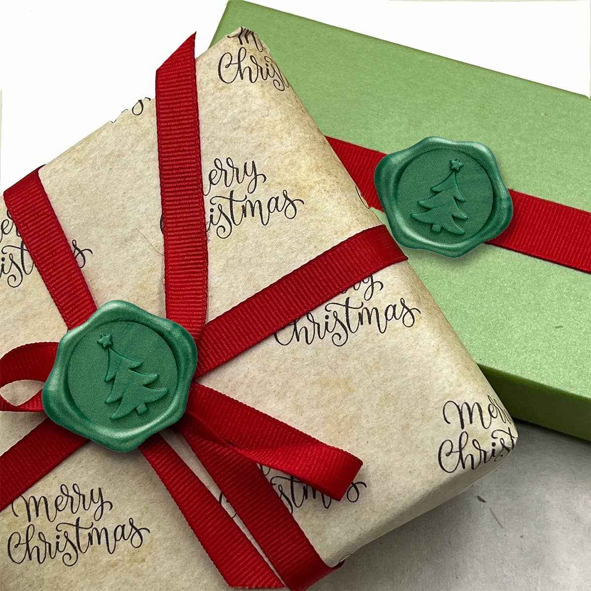 Christmas Tree Adhesive Wax Seal Stickers 1 1/4" - 25 Pk