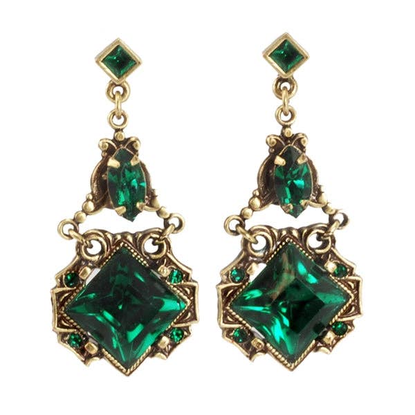 Joyería Sweet Romance - Pendientes Art Déco Vintage Cuadrados E540