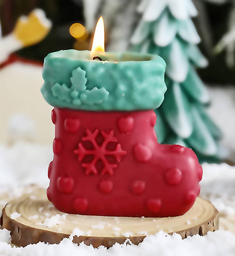 Velas Meta - Vela perfumada decorativa hecha a mano con forma de calcetín navideño