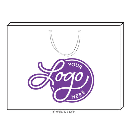 Custom Logo Ribbon Handle Bags w/Color Ink: White/White / 100 / Medium