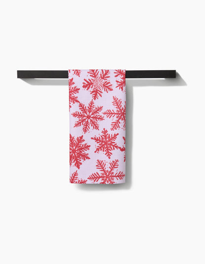 Geometry - Snowy Days Red Tea Towel