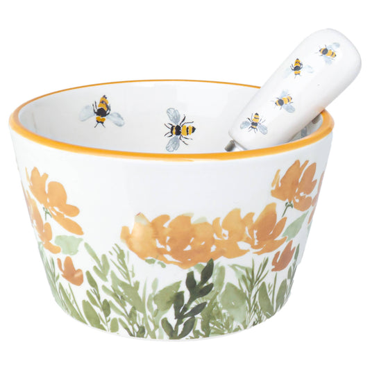 Bee Field Ceramic Bowl & Spreader (2 pc)