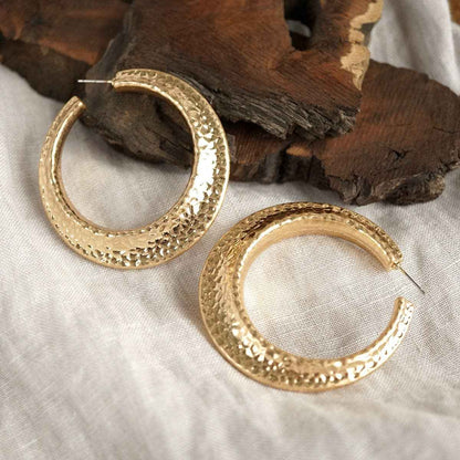 Gilded Echo – Textured Statement Hoop Earrings