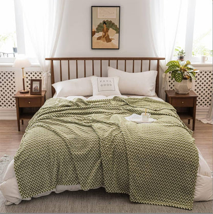 Fennco Styles - Lime Herringbone Plush Extra Warm 59"x79" Throw Blanket