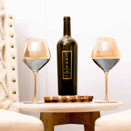 Slant Collection Gold Red Wine Glasses, Set of 2