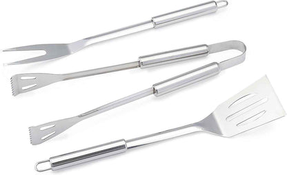 4-Piece Stainless Steel BBQ Grilling Tool Set with Carry Bag