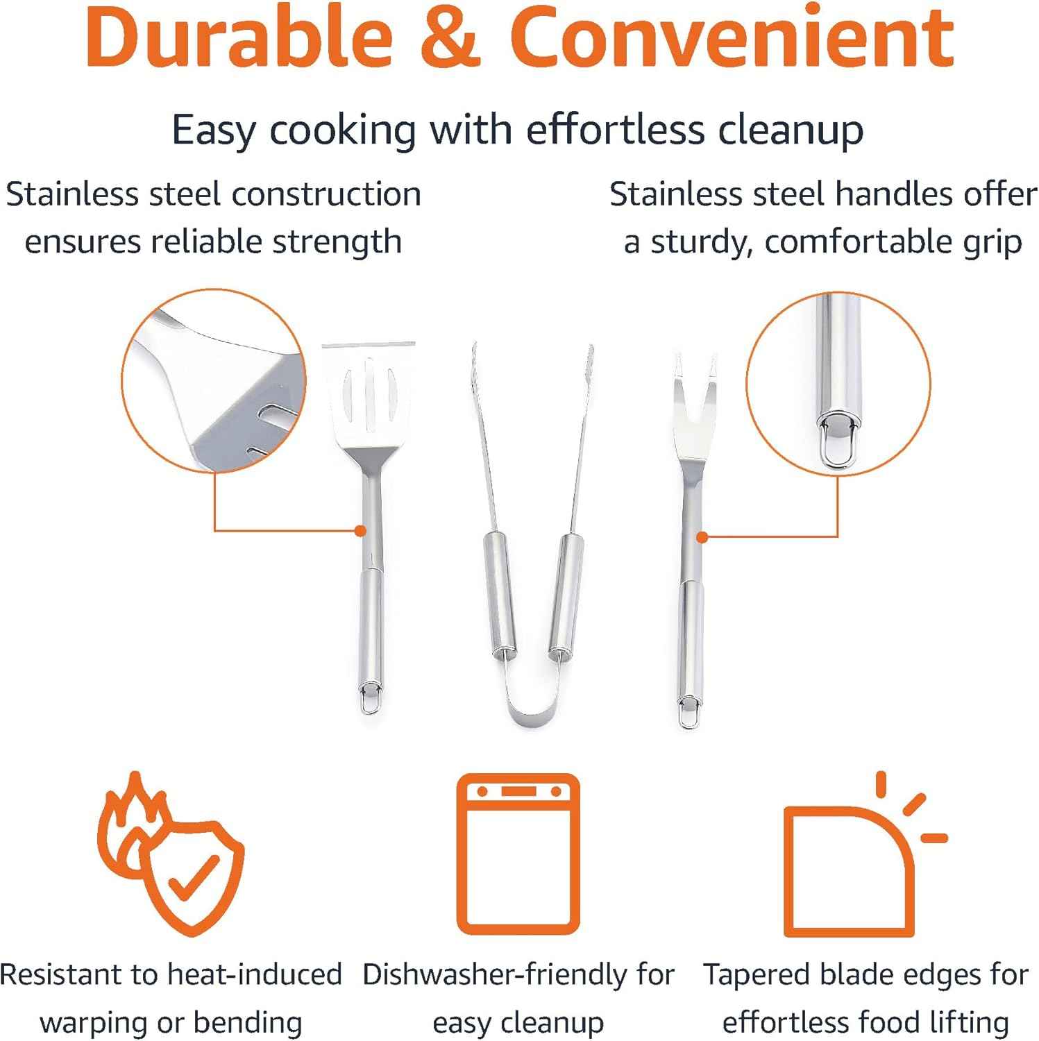 4-Piece Stainless Steel BBQ Grilling Tool Set with Carry Bag