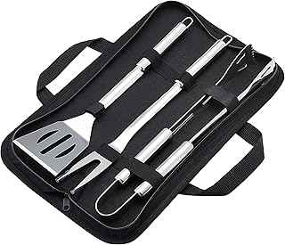 4-Piece Stainless Steel BBQ Grilling Tool Set with Carry Bag
