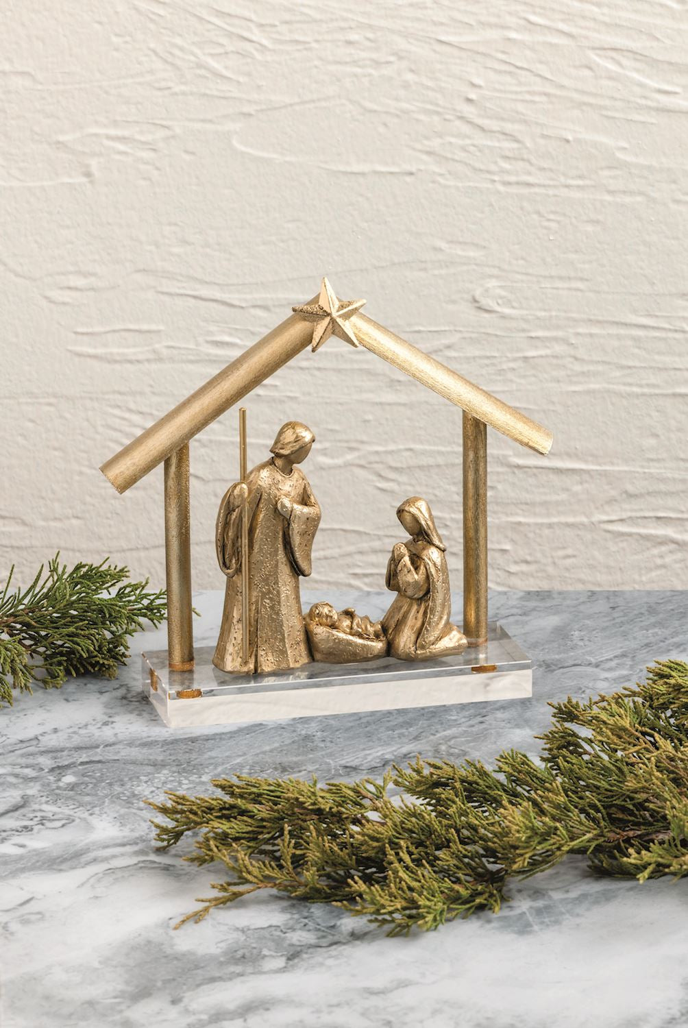Gold Resin Nativity Display with Acrylic Base, view 2