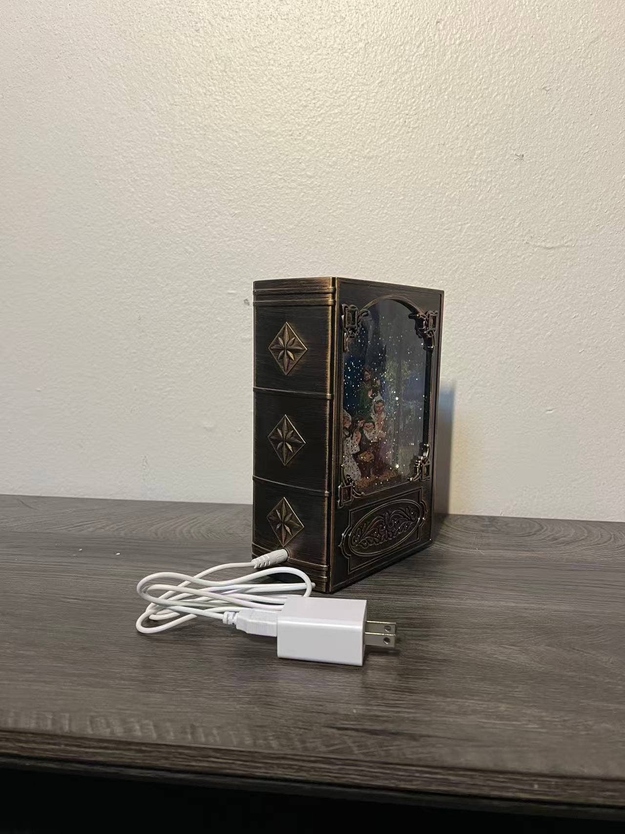 11.6” B/O Lighted Book Glitter Globe - Nativity Home Decor