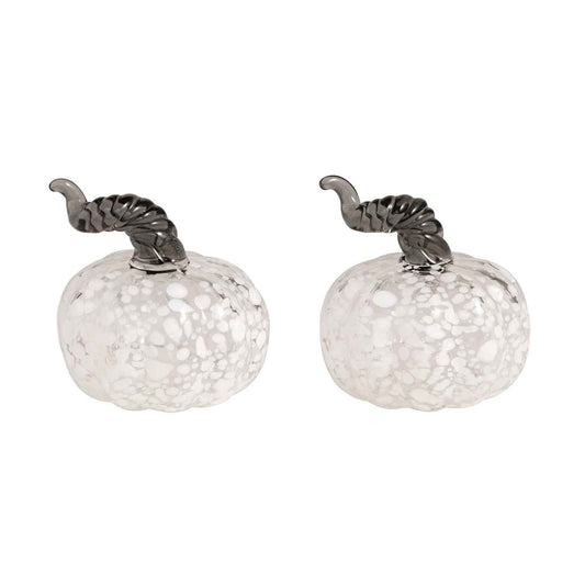 White Glass Pumpkin Salt and Pepper Shakers
