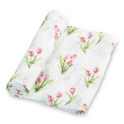 LollyBanks - Tulip Garden Baby Muslin Swaddle Blanket
