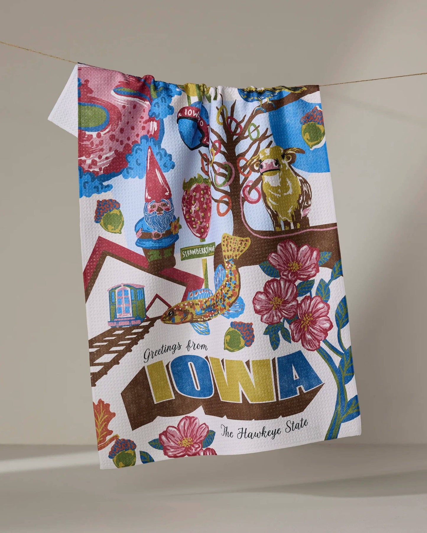 Geometry - Greetings From Iowa Tea Towel