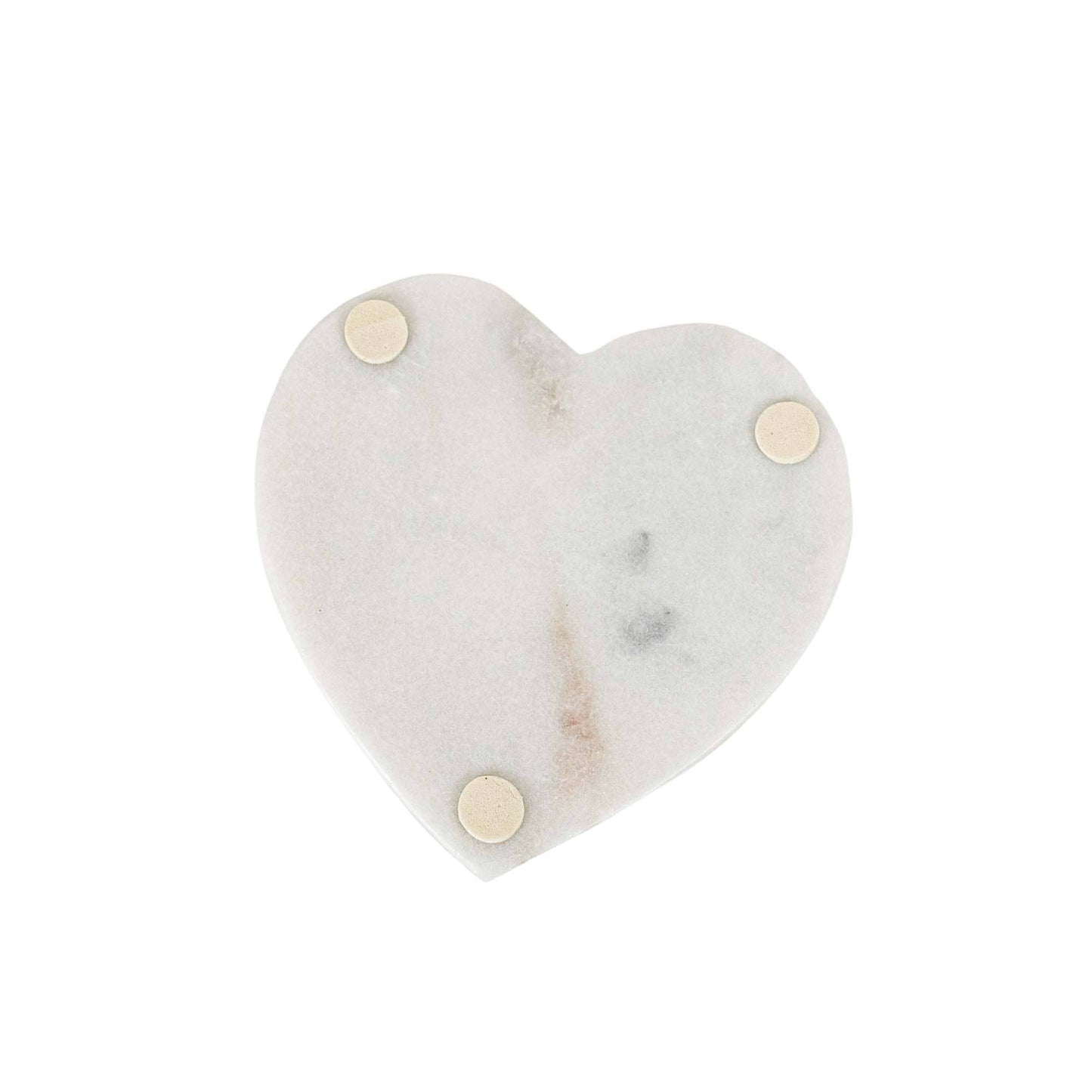 Set 4 Heart Coasters White Marble & Jute