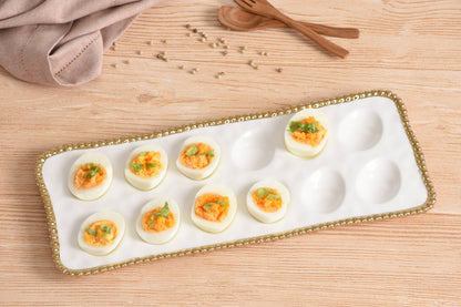 Devilled Egg Tray Gold Trim