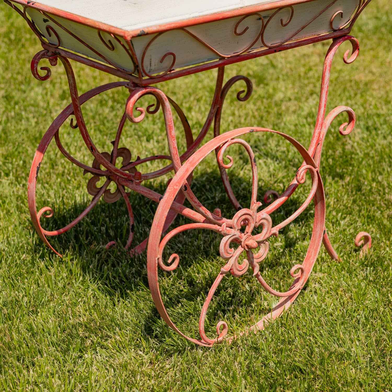 32" Metal Garden-Flower Cart - 3 options - "London 1820": Pink