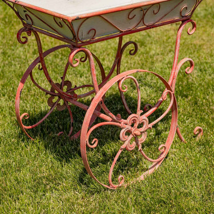 32" Metal Garden-Flower Cart - 3 options - "London 1820": Pink