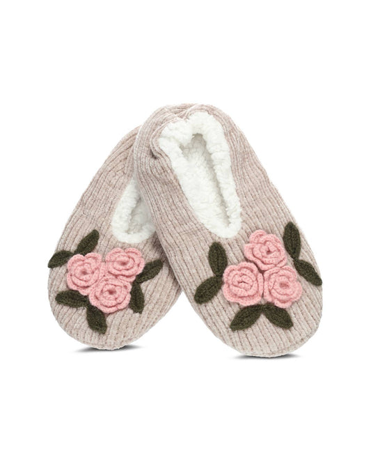 Coming Up Roses Chenille Sherpa-Lined Slippers