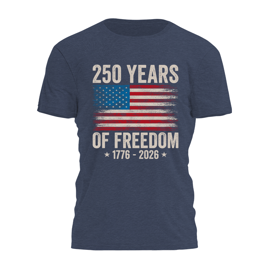 250 Years Of Freedom Tee - 4194: Heather Navy / XL