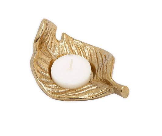 Gold Leaf Tea Light Holder