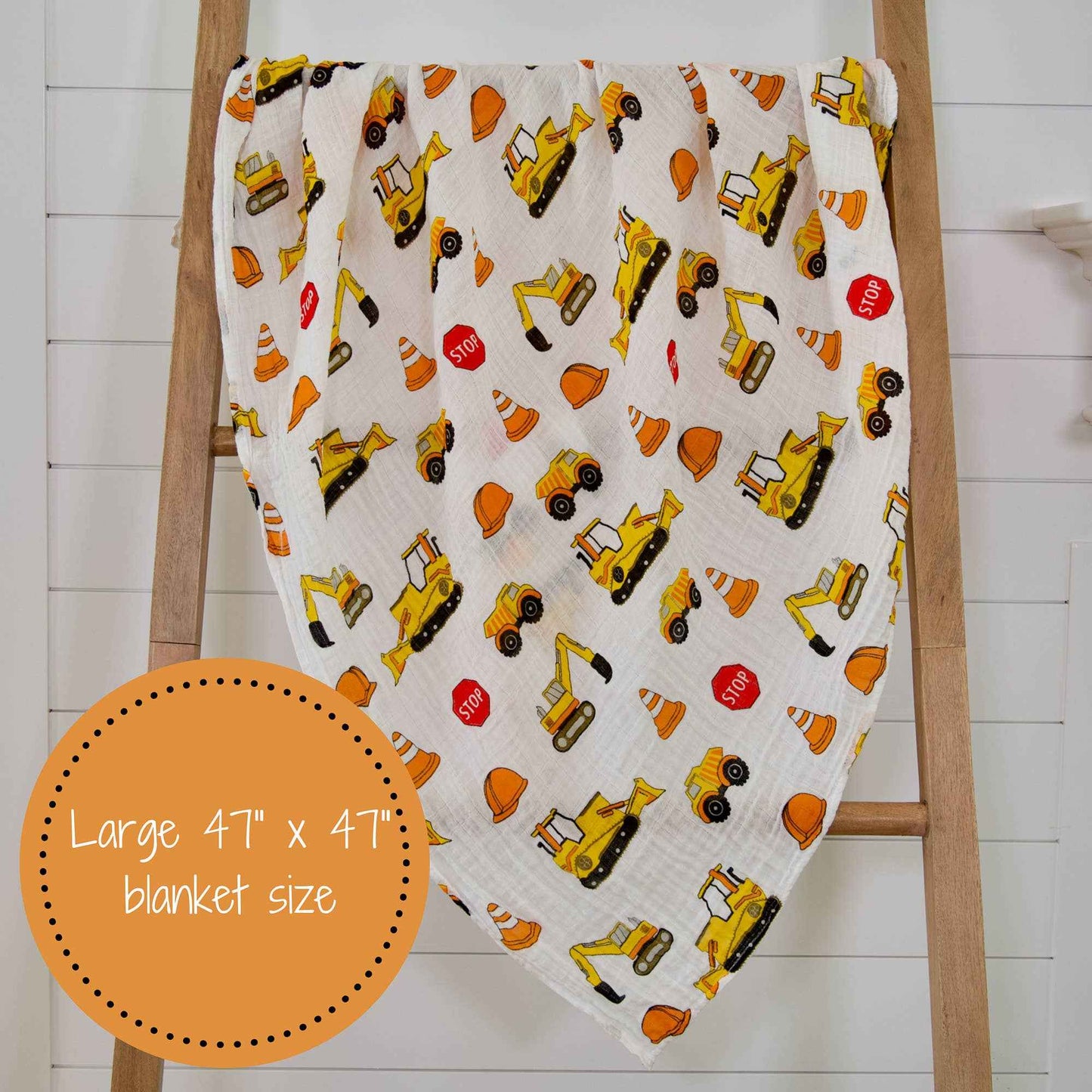LollyBanks - Under Construction Baby Muslin Swaddle Blanket