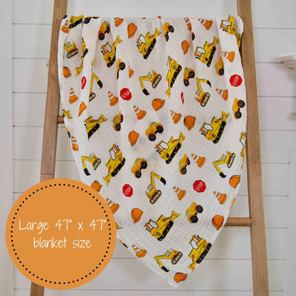 LollyBanks - Under Construction Baby Muslin Swaddle Blanket