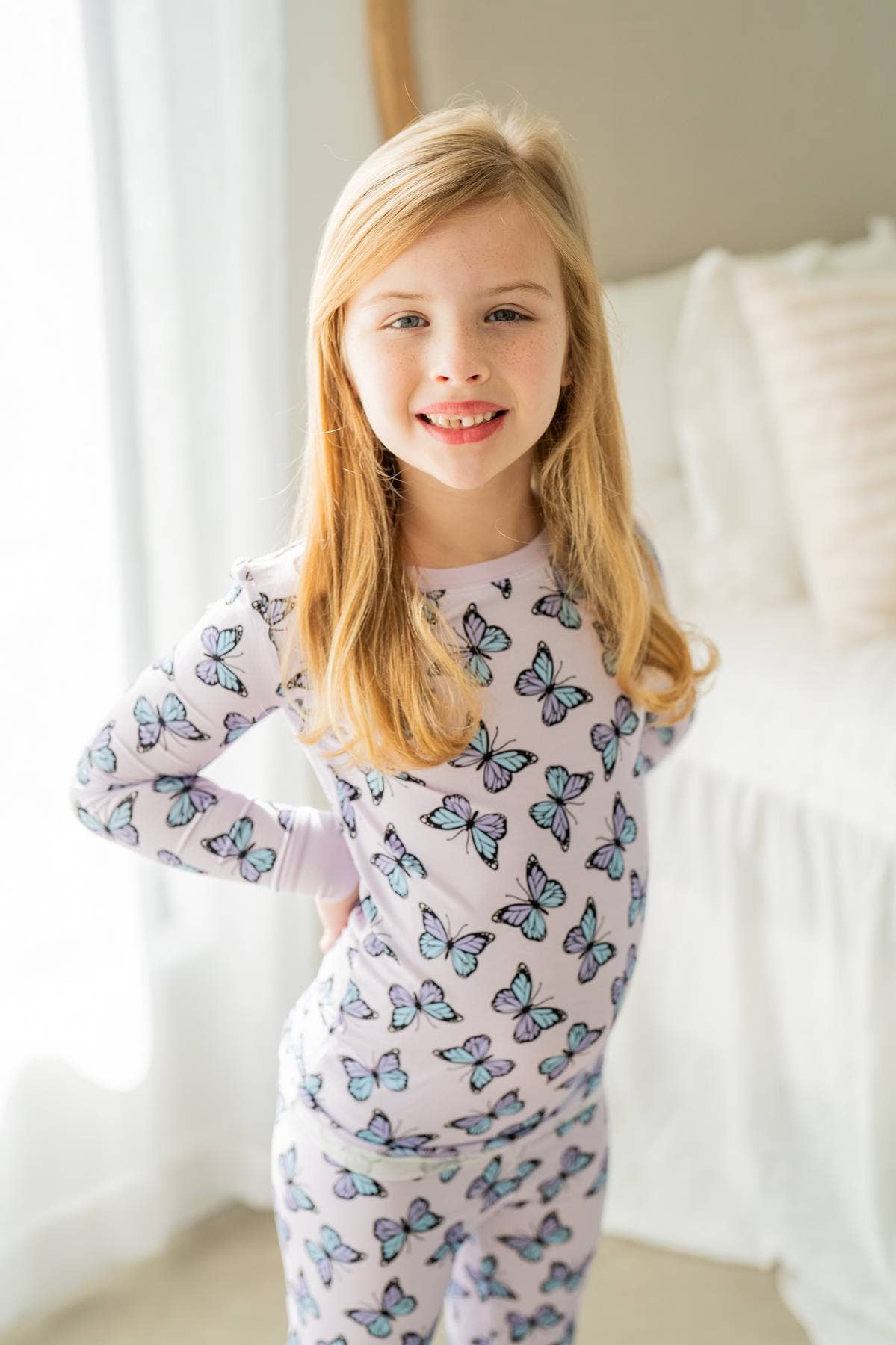 Boosh Baby - Purple Butterflies | Two-Piece Kids Bamboo Pajama Set