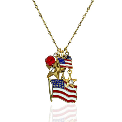 Stars & Stripes USA Flag Americana Jumble Charm Necklace