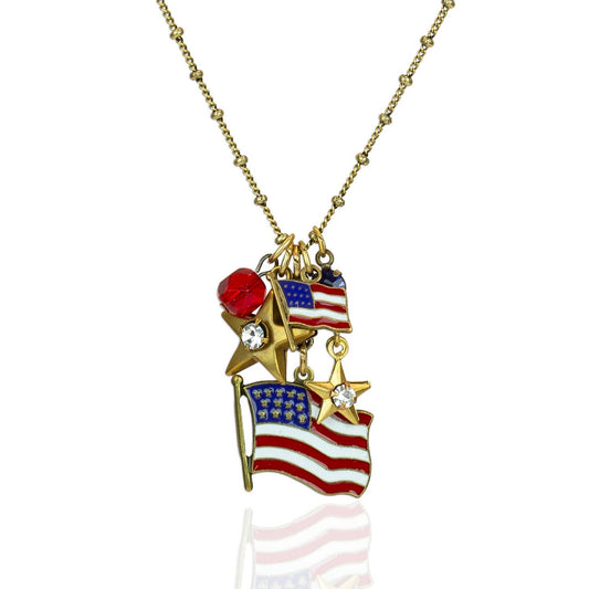 Stars & Stripes USA Flag Americana Jumble Charm Necklace
