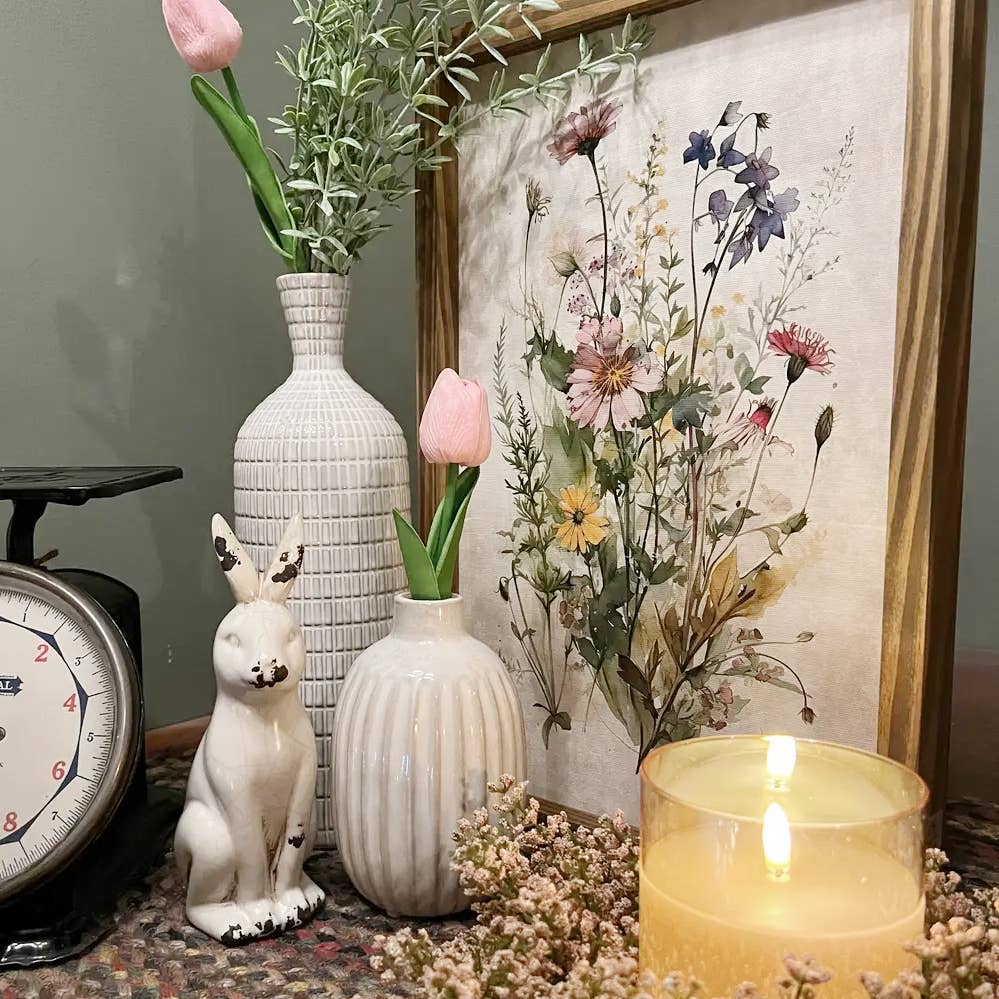 Gathered Wildflowers - Framed Flower Canvas Art -