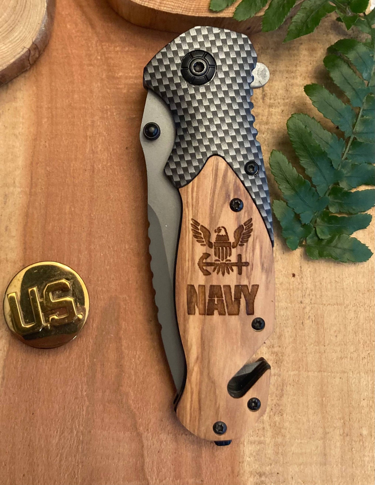 Navy Knife -Quail Tail Laser Art