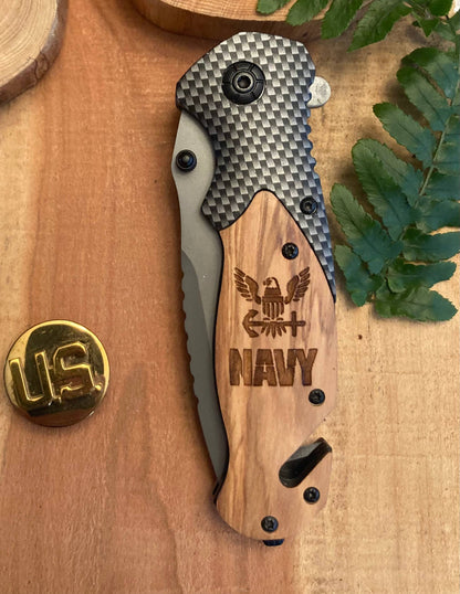 Navy Knife -Quail Tail Laser Art