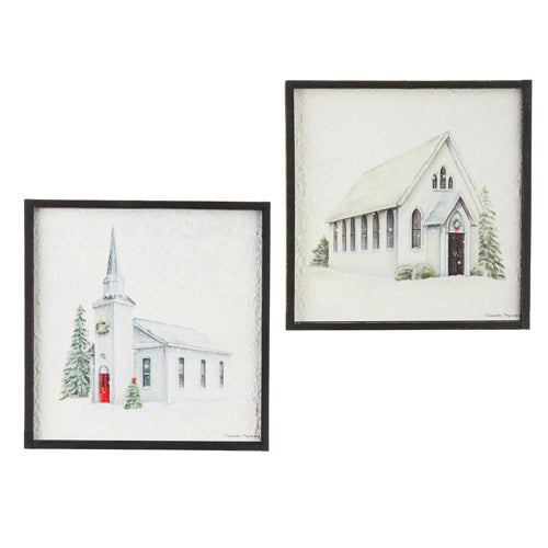 12" Church Textured Paper Framed Wall Art Assorted design(sold separately)