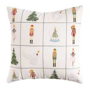 Square Embroidered Nutcracker Pillow