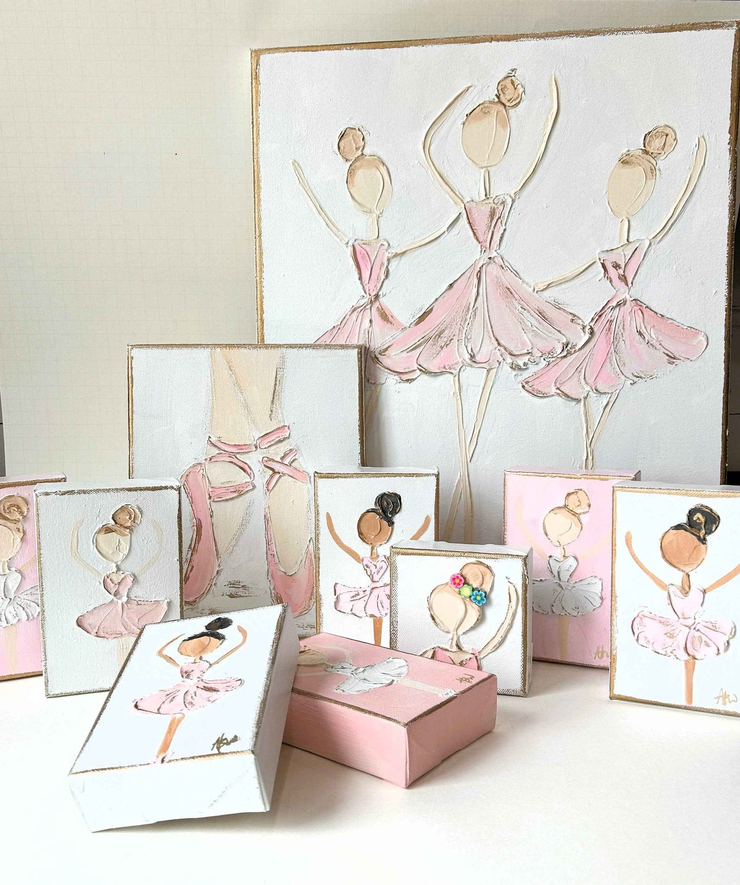 Floral dancer on canvas | ballerina recital ballet: Light skin & lt. brown hair