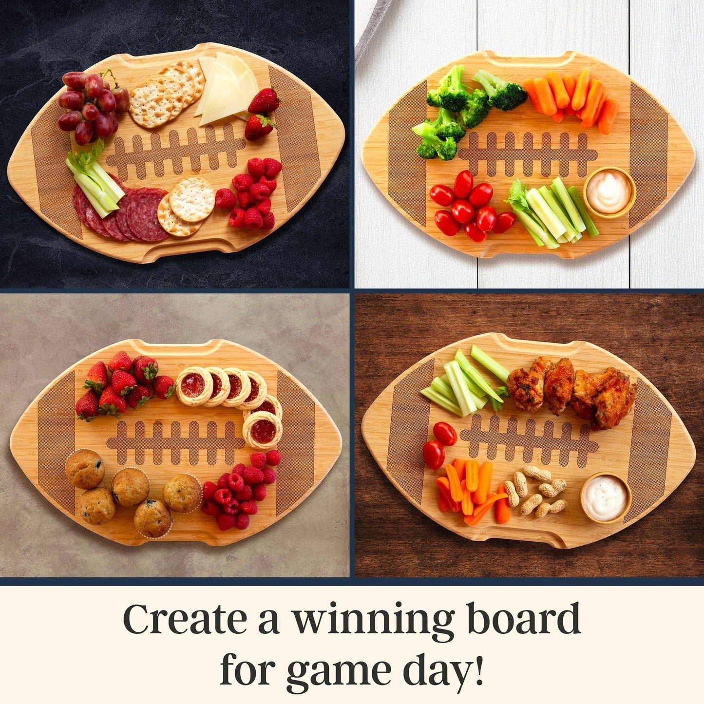 Flip, Serve & Store™ Football Charcuterie Board with Lid