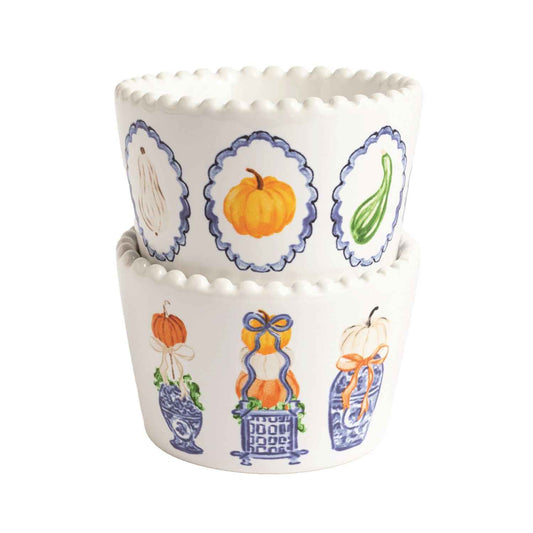 Pumpkin Topiary Tidbit Dishes, Set of Two