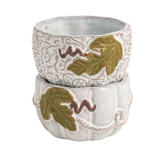 Pumpkin Vine Stoneware Tidbit Dish Set of Two
