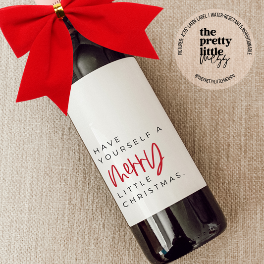 the pretty little mess - Holiday Wine Label, Christmas Gift, Merry Little Christmas