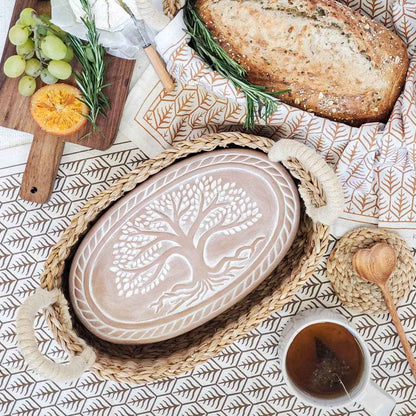Handmade Bread Warmer & Wicker Basket - Tree of Life Oval
