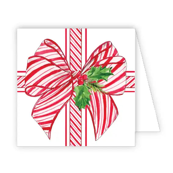 Hand Painted Red Striped Bow Enclosure Card