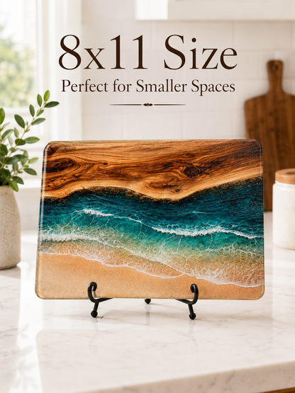 Coastal Tempered Glass Cutting Board: 8x11 inch
