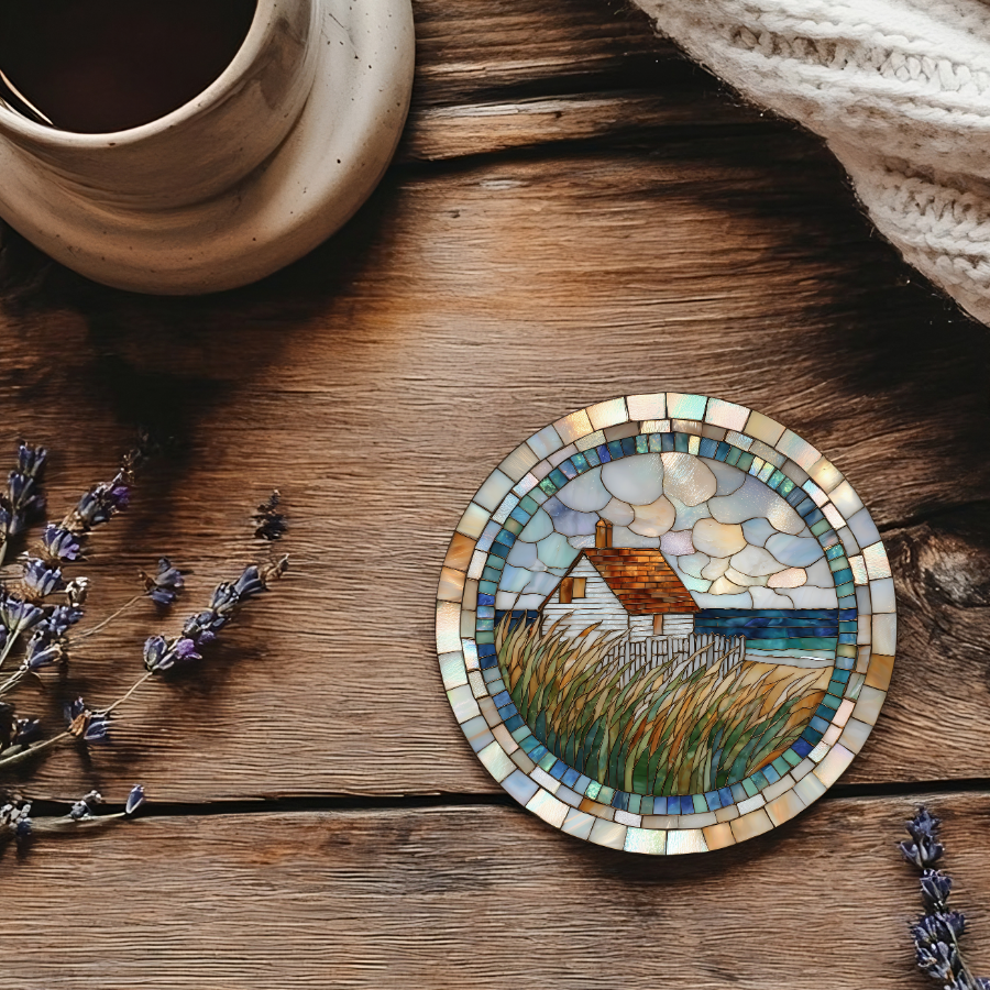 Coastal Cottage Mosaic Ceramic Coaster SET OF 4