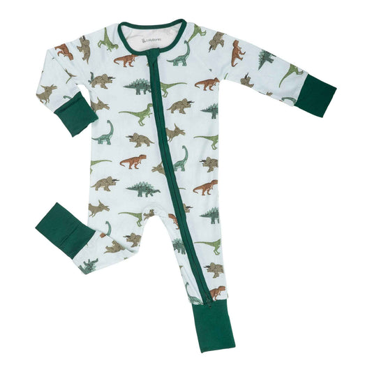 LollyBanks - Bamboo Baby Convertible Zipper Pajamas - Dinosaur