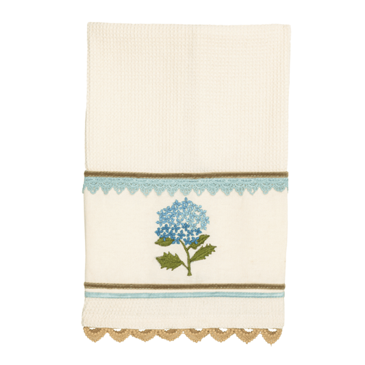 Blue Flower Embroidered Towel