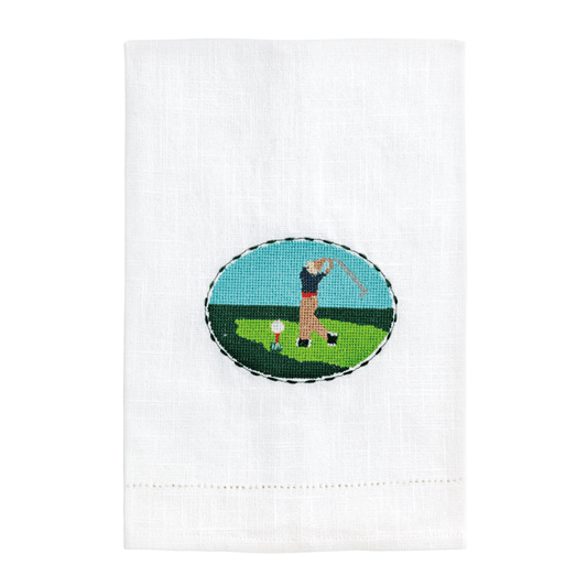 Golfer Needlepoint Towel