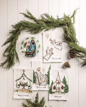 Away in a Manger Nativity Poplin Hand Towel, view 2
