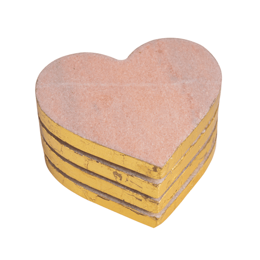 Pink Marble Heart Coaster - Set of 4