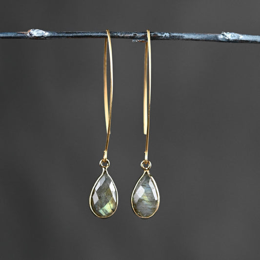 Long Wire w/ Semi Precious Stone Earrings